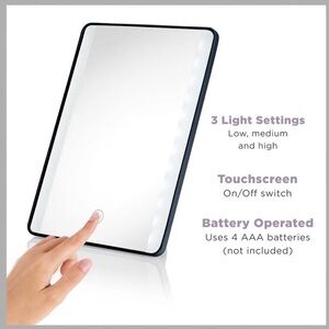 Conair LED Lighted 1x Magnification Vanity Makeup Mirror, Glossy Navy Finish